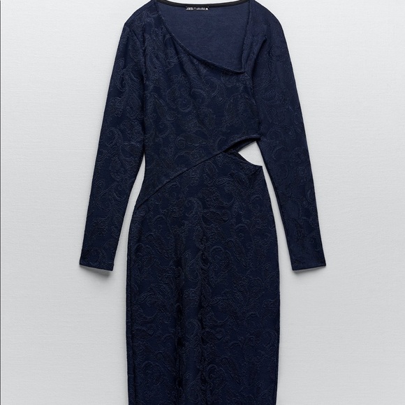 Zara Cut-Out Jacquard Dress - Picture 8 of 11